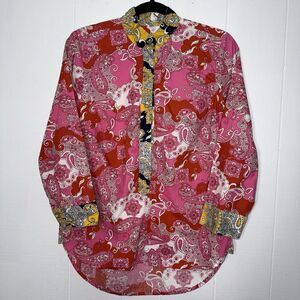 J. Crew Women’s Band Collar Cotton Poplin Tunic in Vintage Paisley Pink Size XS